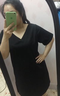 Bigsize Đầm thun cổ V xẻ tà 2 bên
