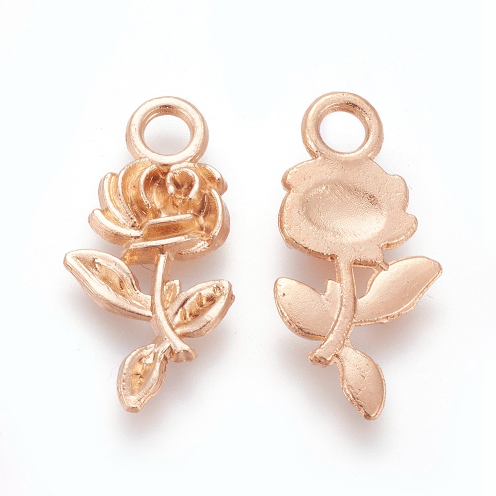 Bộ 2~50 Mặt Dây Chuyền Hợp Kim Men Men Hình Hoa Hồng Vàng/Vàng Hồng Làm Trang Sức Phong Cách Tây Tạng