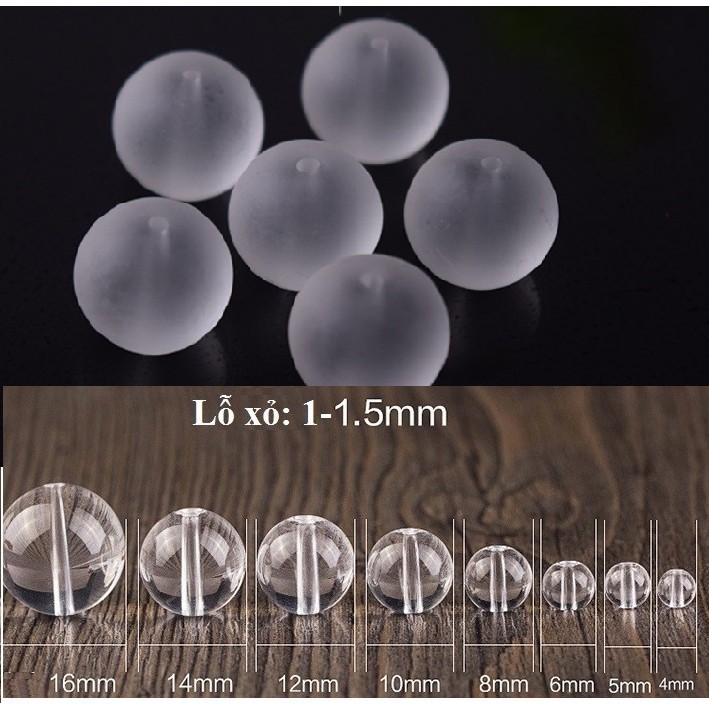 50-100gam hạt đá nhân tạo trắng mờ làm vòng size 10mm