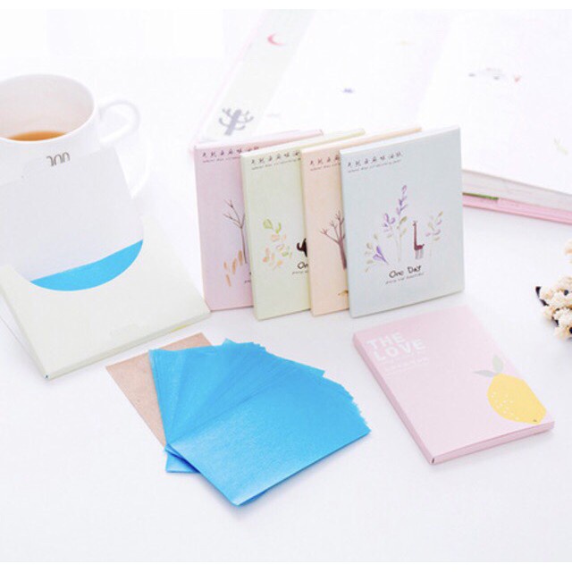 Set 50 Giấy Thấm Dầu Vải Lanh Ngẫu Nhiên Cho Nam Nữ