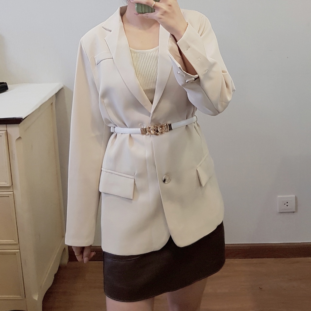 [BLAZER 05] Blazer freesize dài tay hai lớp màu trơn phong cách Hàn Quốc