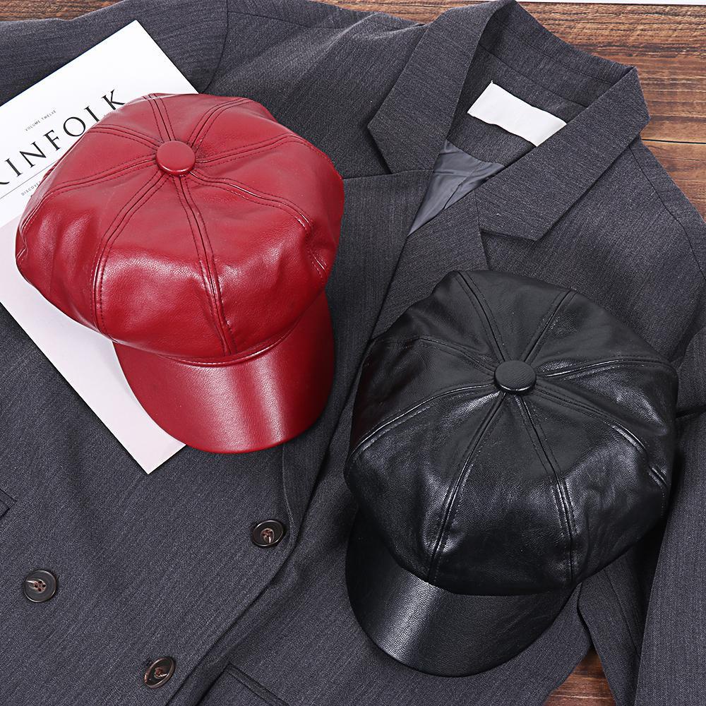 WONDER Mũ Beret Da PU Thiết Kế Trẻ Trung Hợp Thời Trang