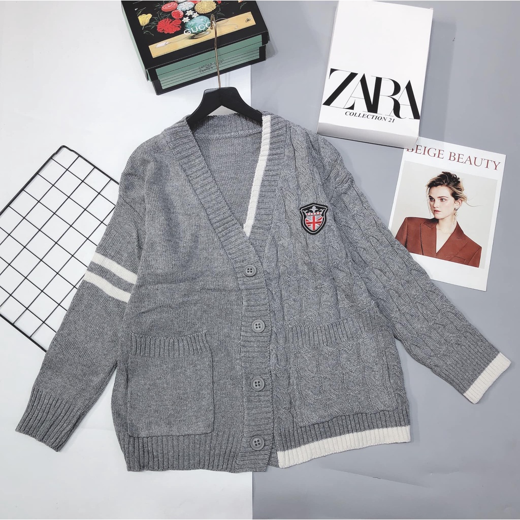 Áo cadigan len xám Huy hiệu ( kèm ảnh thật, video) | BigBuy360 - bigbuy360.vn