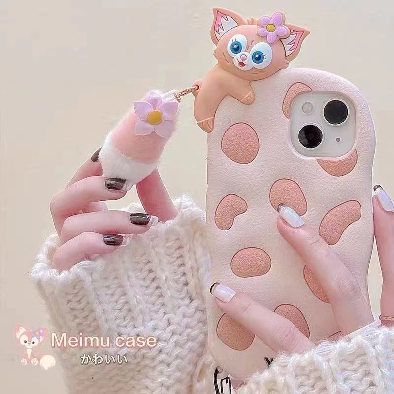 Ốp Điện Thoại Mềm Họa Tiết Hoạt Hình Gắn Dây Đeo Và Quả Bông Chống Sốc iPhone 7 8P X XS XR 11 12 13promax