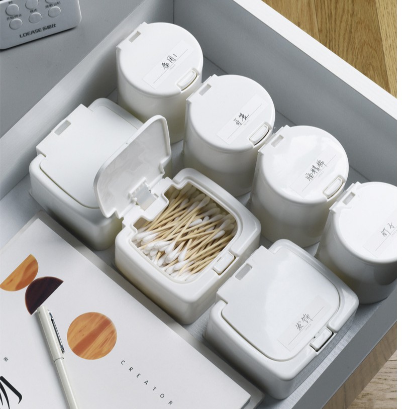 Hộp Nhựa Nhỏ Đựng Tăm Bông Chống Bụi Thiết Kế Tiện Dụng