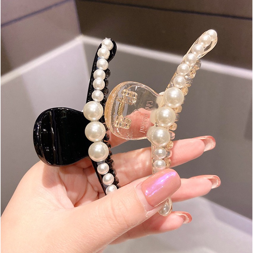 Kẹp Tóc Càng Cua Lớn Đính Ngọc Trai Giả Phong Cách Hàn Quốc Thời Trang Cho Nữ