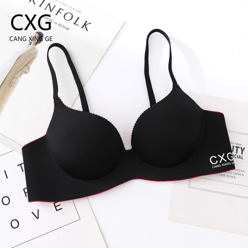 Áo lót nữ su đúc CXG không gọng, nâng ngực phối màu quai chip bra, áo ngực su đúc A20