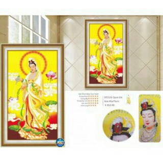 Tranh đính đá phật kích thước 47×75cm chưa đính.