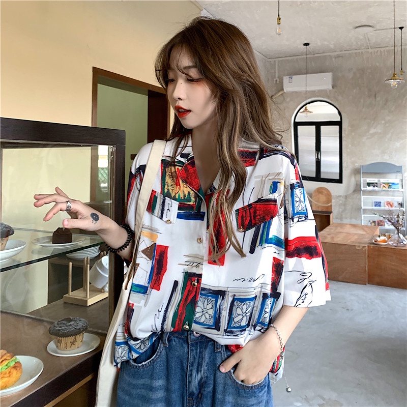 NRVP Áo Sơ Mi Dáng Rộng Thời Trang Hàn Quốc Cá Tính Cho Nữ