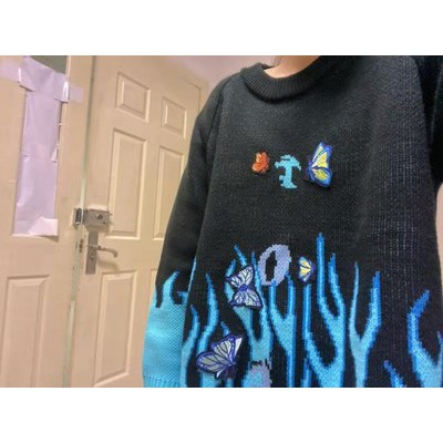 Áo len sweater ngọn lửa thêu bướm