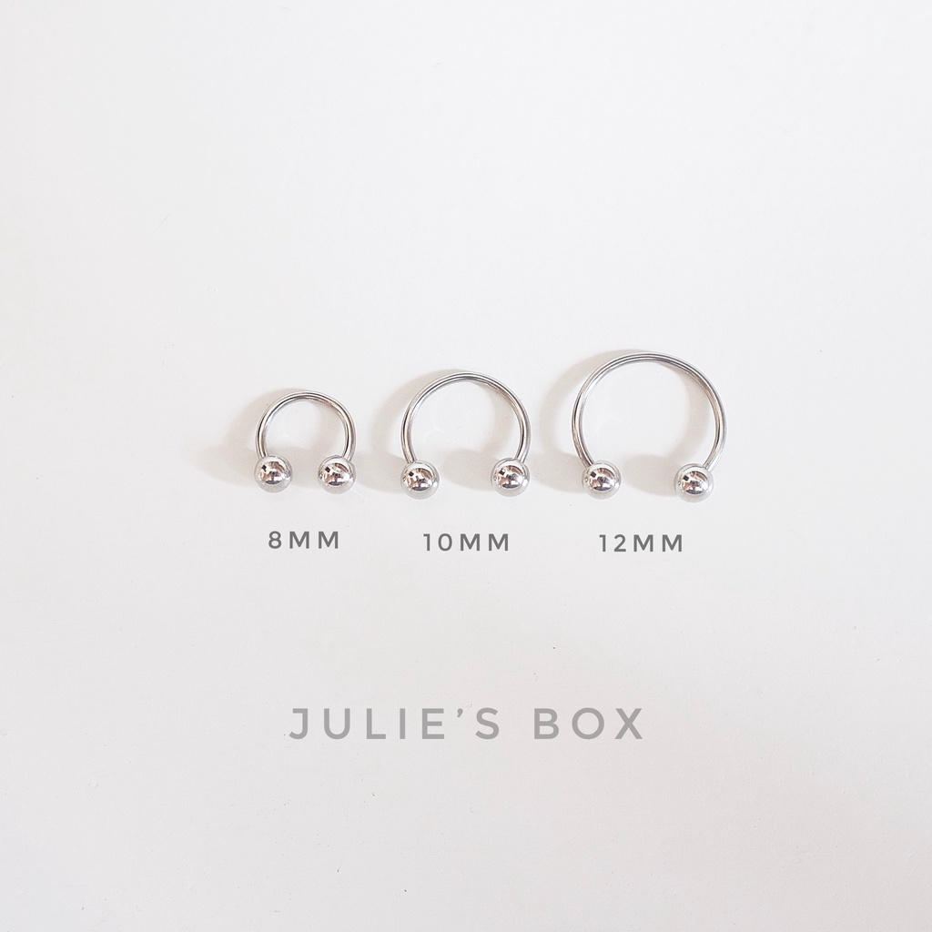 [1 Chiếc] Khuyên Tai Titan CHỮ U Thân 0.8mm Siêu Mỏng Unisex Màu Bạc Không Gỉ Sét Không Ngứa Bông Tai Julies Box 66