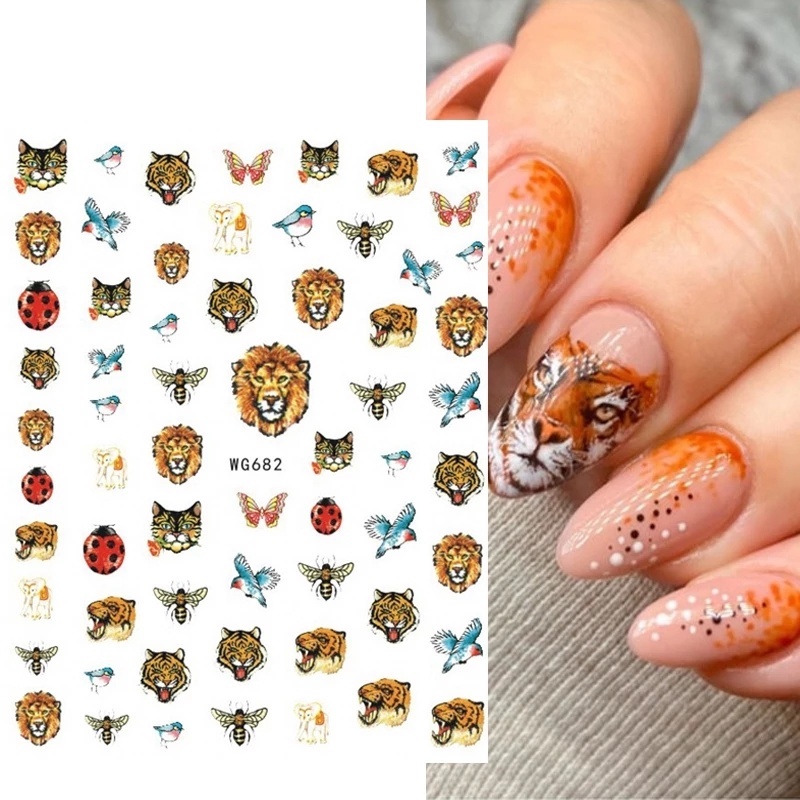 [Hàng mới về] Tấm miếng dán trang trí móng tay họa tiết da báo/ hoa/ hổ 3D nhiều màu sắc tự làm đa dạng tùy chọn