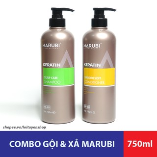 Combo Dầu Gội Xả MARUBI KERATIN 750ml - Giúp Tóc Bóng Mượt