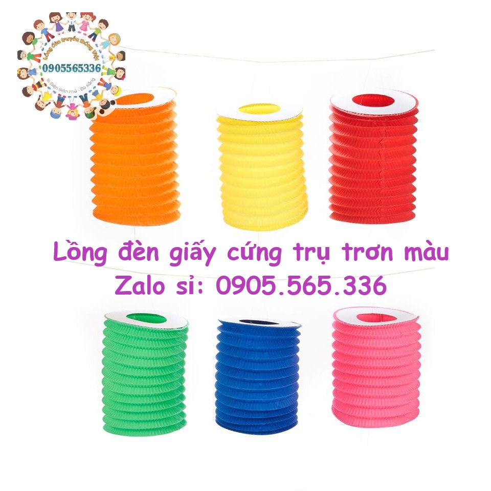 Lồng đèn giấy hình trụ có họa tiết cho bé rước đèn Trung thu -  Lồng đèn giấy trang trí Trung thu