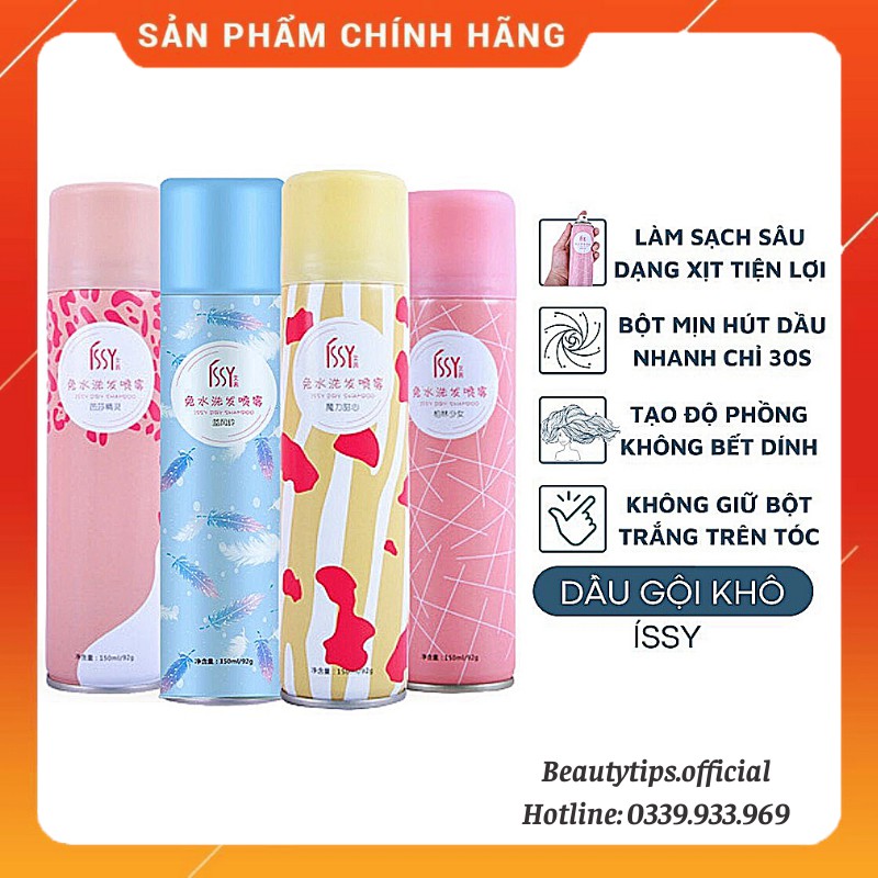 Dầu Gội Khô Issy Dạng Xịt Không Bết Dính Giúp Tóc Bồng Bềnh Mượt Mà Nội Địa Trung 150ml