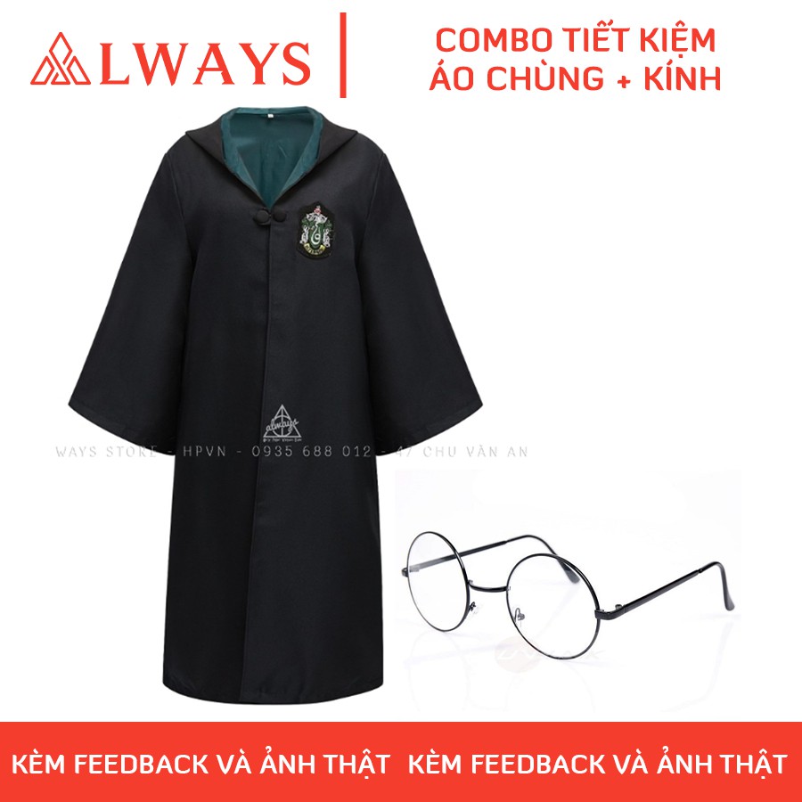 Áo choàng Harry Potter kèm kính Nam/nữ - Trang phục Phù thuỷ hoá trang Harry Potter - Chuẩn hàng ALWAYS Store