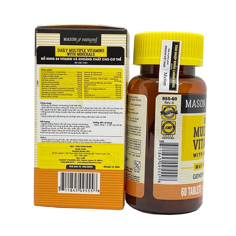 Mason Daily Multiple Viatmins tổng hợp hộp 60v