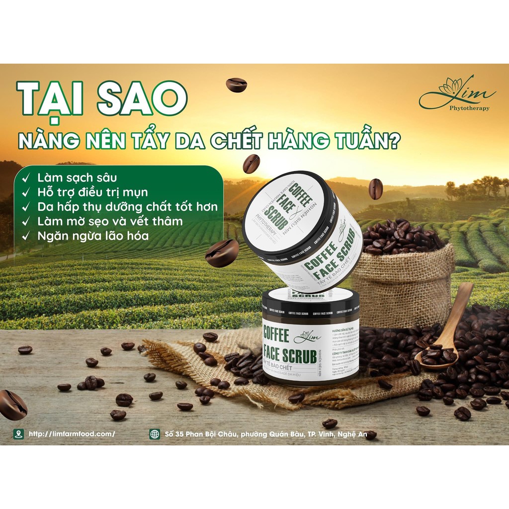 Bột tẩy da chết cafe, tẩy tế bào chết coffee - làm sạch lỗ chân lông, giúp da đều màu, mờ sẹo