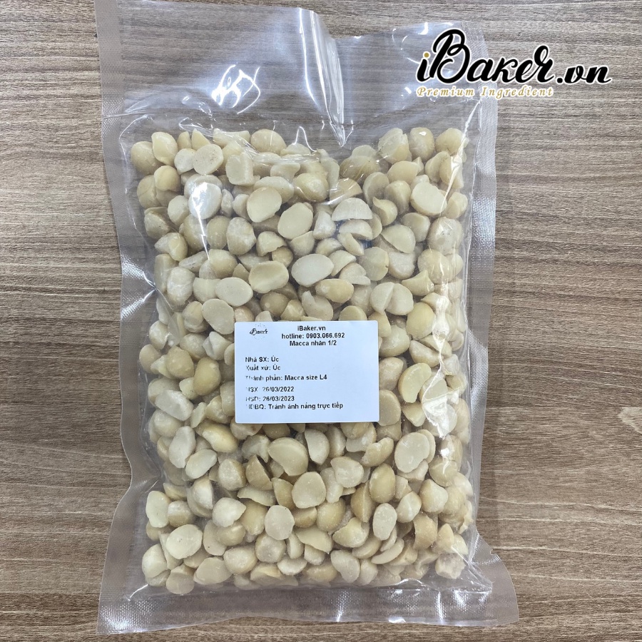 [200g, 500g] Macca nhân 1/2 nhập khẩu (Macca nhân vỡ đôi đã tách vỏ)