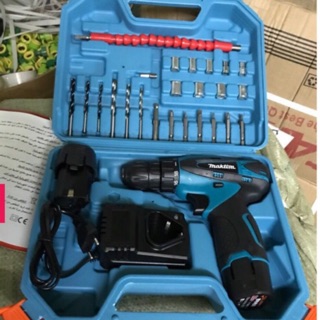 Máy khoan Maktiva 2 pin sạc chính hãng nhiều mũi khoan và bắn vít đa năng