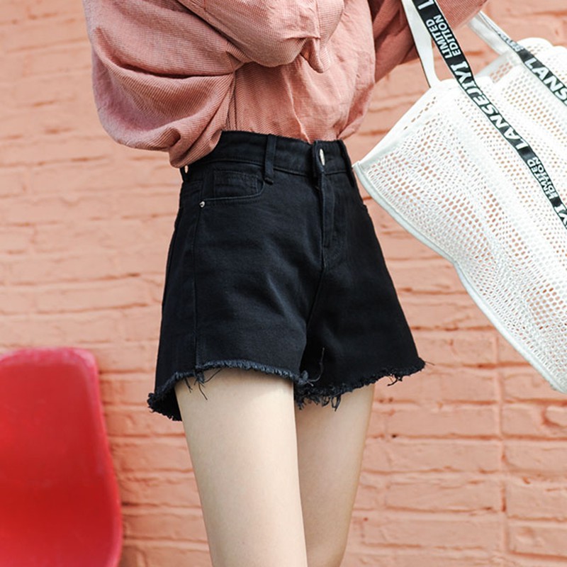 Quần short jeans ống rộng xẻ tà thời trang cho nữ