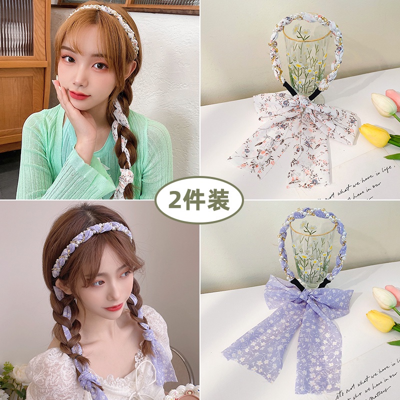 Băng Đô Bện Dây Phối Tua Rua Phong Cách Hàn Quốc