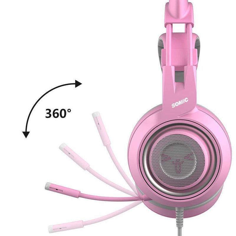 Tai nghe chụp tai Somic g951s-pink chốt cắm 3.5mm có đèn LED