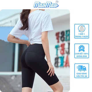 Quần legging lửng nữ MaoMao cạp cao, quần đùi legging nâng mông dáng ngố tập gym thể thao co giãn 4 chiều