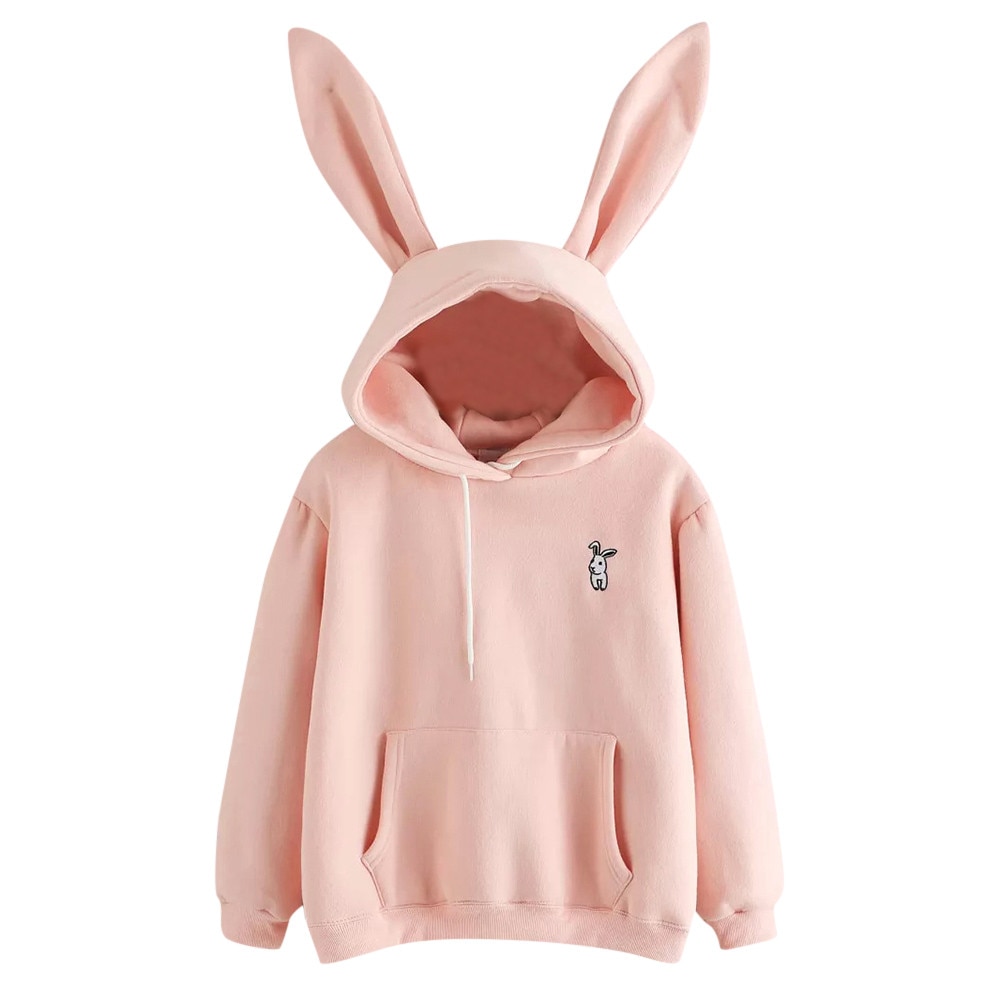 35# Áo Hoodie Ngoại Cỡ Tay Dài Hình Thỏ Dễ Thương Cho Nữ