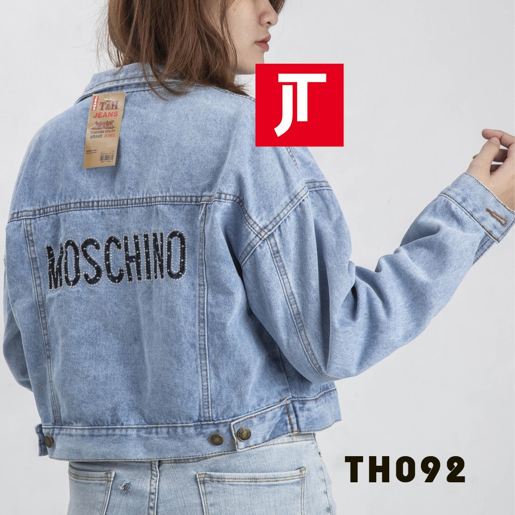Áo khoác jean nữ TH092 Moschino cao cấp, áo khoác bò cá tính cho nữ