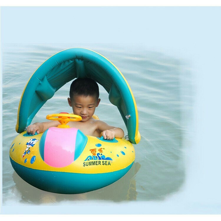 Phao bơi xỏ chân có mái che dành cho các bé trai hình ô tô