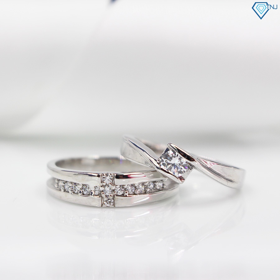 Nhẫn cặp đôi bạc 925 nam nữ đính đá khắc tên ND0277 Trang Sức TNJ