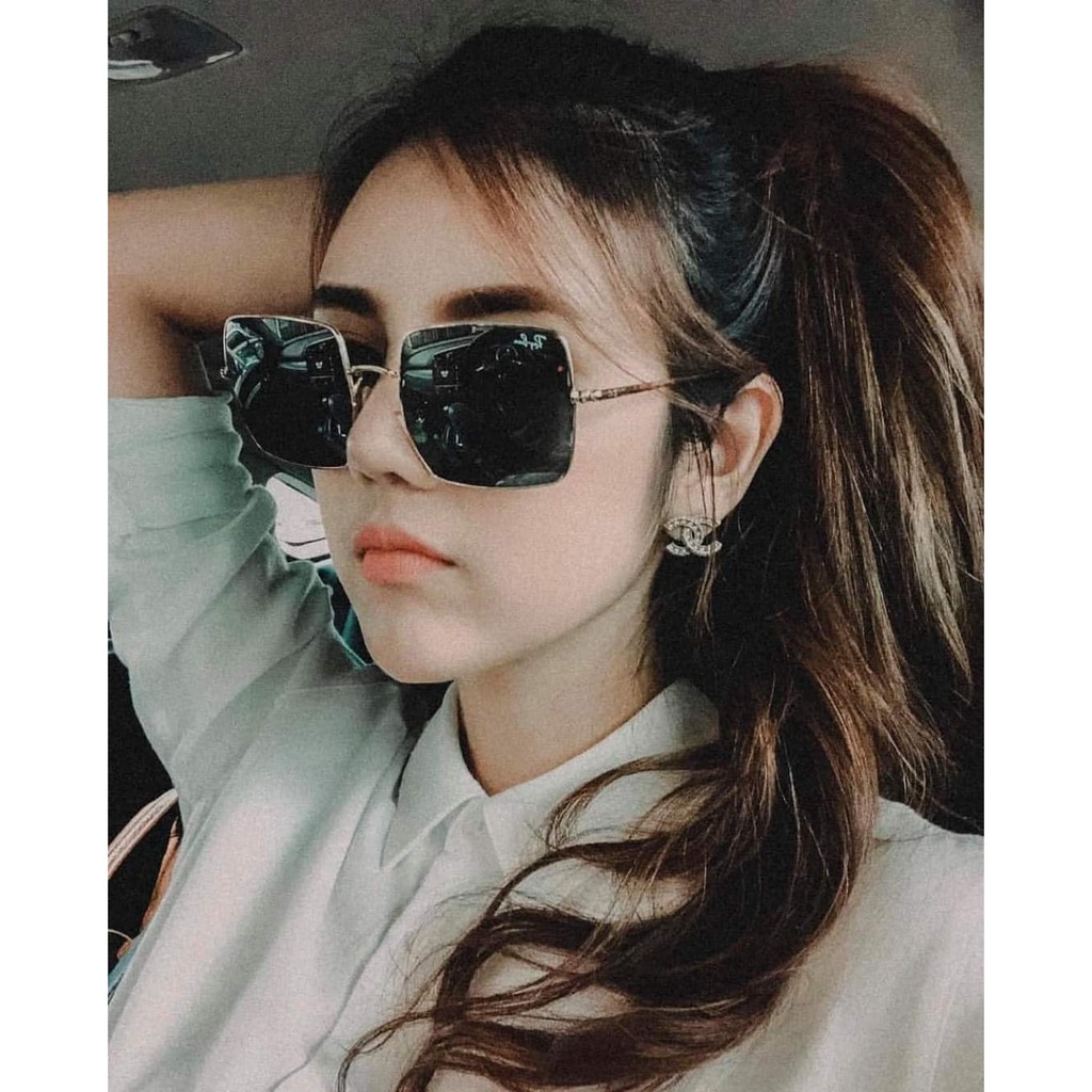 Kính mát Rayban RB1971 914731 mắt vuông, viền kim loại vàng ⚜️Hàng Authentic⚜️