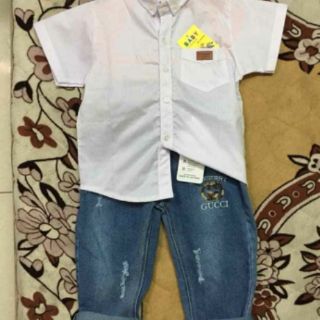 Áo sơ mi quần jean bé trai( cả set)