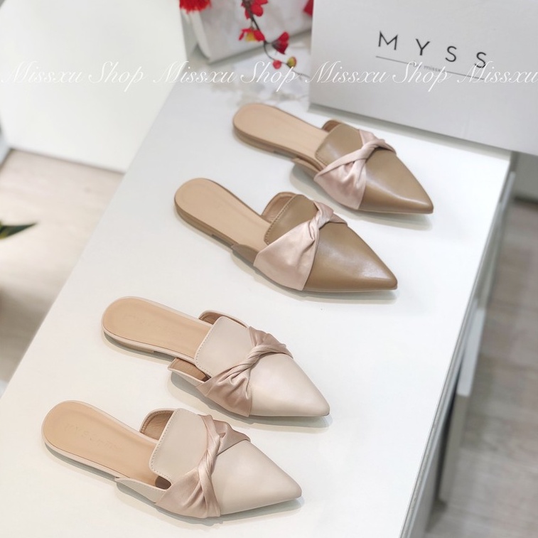 Giày sục nữ mũi nhọn phối nơ satin 1cm thời trang MYSS - SU85