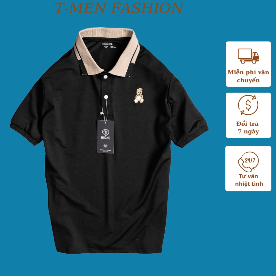 Áo thun nam thêu gấu trước ngực thời trang nam T-Men, áo polo nam chất cotton cao cấp thời trang hàn quốc.