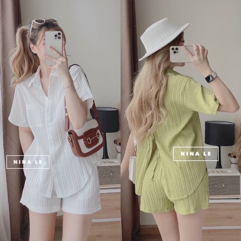 BIGSIZE sét sơ mi tay ngắn + quần short 50-90kg