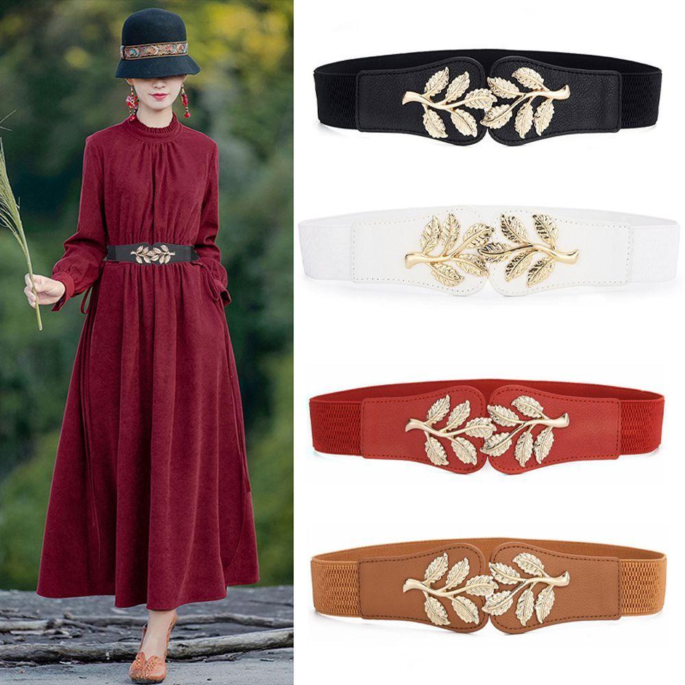 Thắt Lưng Co Giãn Mặt Bản Rộng Phong Cách Vintage Thanh Lịch Cho Nữ Khi Mặc Đầm