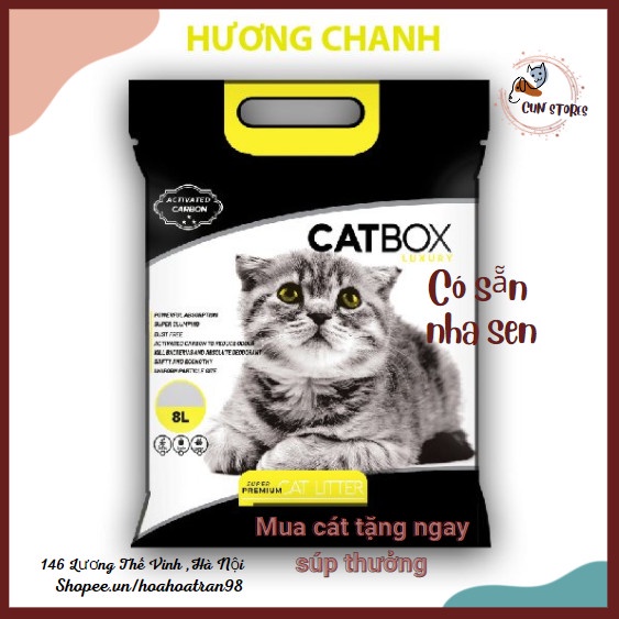 Cát Vệ Sinh Cho Mèo Bổ Xung Than Hoạt Tính 8L, cát CAT BOX Mùi Chanh, Táo, Cà Phê