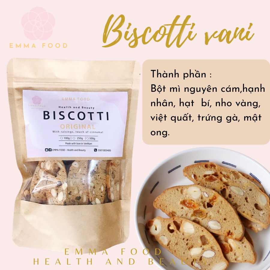 500G BÁNH BISCOTTI KHÔNG ĐƯỜNG EMMA FOOD - ĂN KIÊNG LÀNH MẠNH