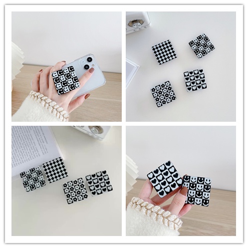Cod Qipin Giá Đỡ Điện Thoại Hình Vuông Kẻ Sọc Caro Trắng Đen Chống Thất Lạc Có Thể Gập Lại