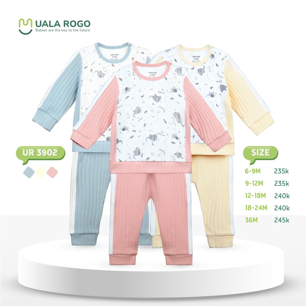 Bộ nỉ dày UALA &amp; ROGO thu đông cho bé trai bé gái 3902