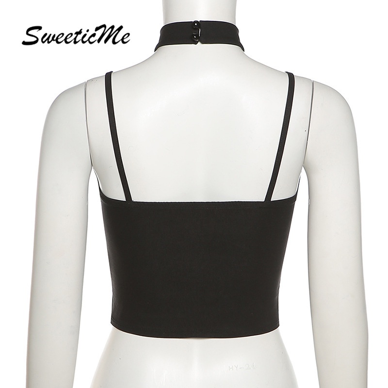 Áo croptop sát nách thiết kế khoét lỗ phong cách quyến rũ cho nữ