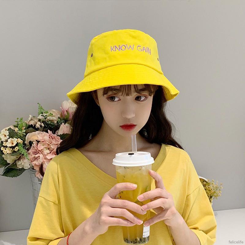 Nón Bucket hoạ tiết chữ thêu phong cách năng động cho nam và nữ