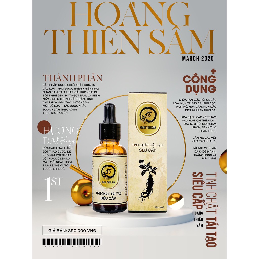 [ CHÍNH HÃNG ] TÍNH CHẤT TÁI TẠO SIÊU CẤP HOÀNG THIÊN SÂM NGỪA MỤN, THÂM, NÁM, TÀN NHANG,... | BigBuy360 - bigbuy360.vn