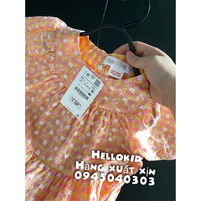 váy gingham kẻ cam hồng