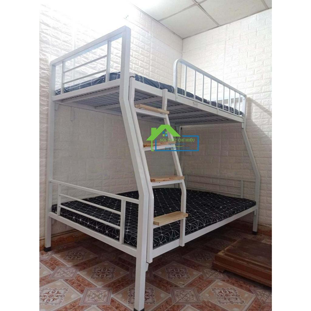 Giường sắt 2 tầng sắt 4x8 hộp trên 1m4 dưới 1m6 dễ lắp ráp