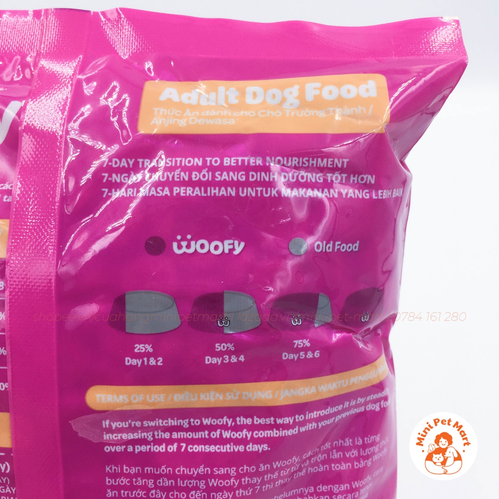 Thức ăn hạt cho chó trưởng thành WOOFY 500g - Vị thịt bò