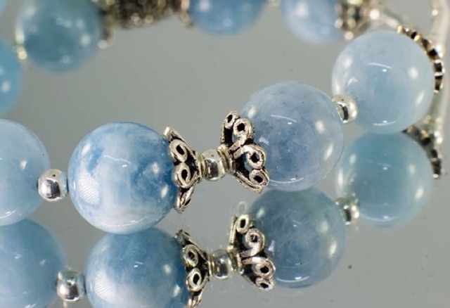 Vòng Tay Đá Aquamarine mix charm bạc 925