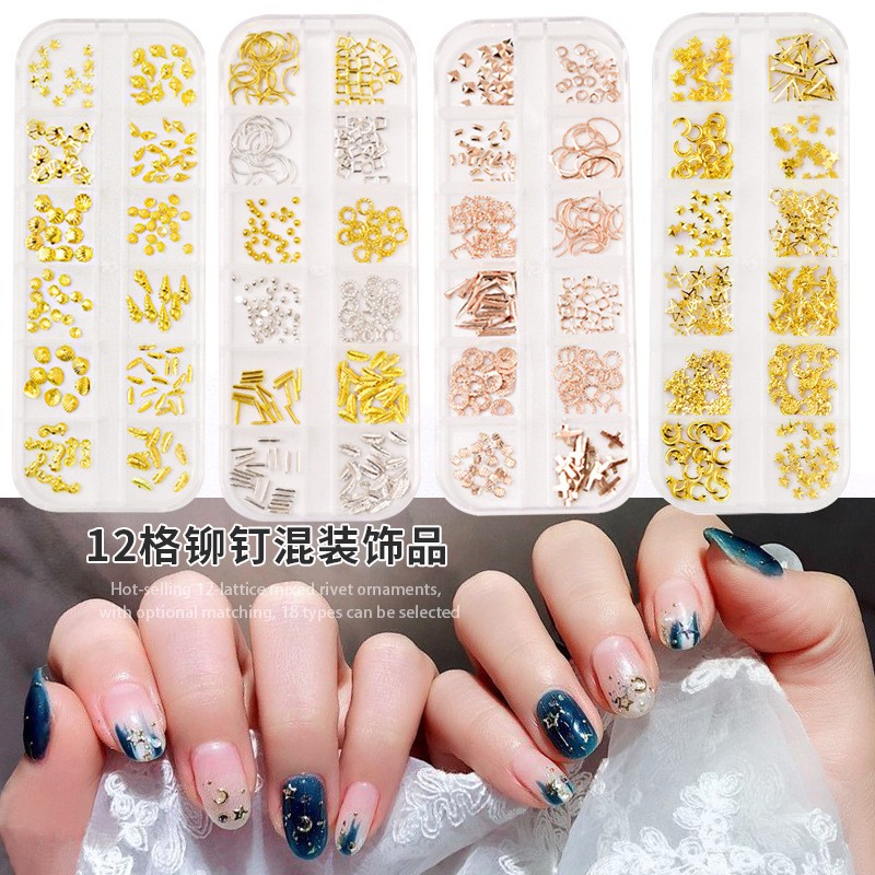 Khay Phụ Kiện Vàng Trang Trí Móng Làm Nail